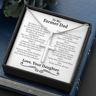 Farmer Dad Cross Necklace - Love You This Much